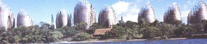 Vista desde un barco del Museo Tjibaou